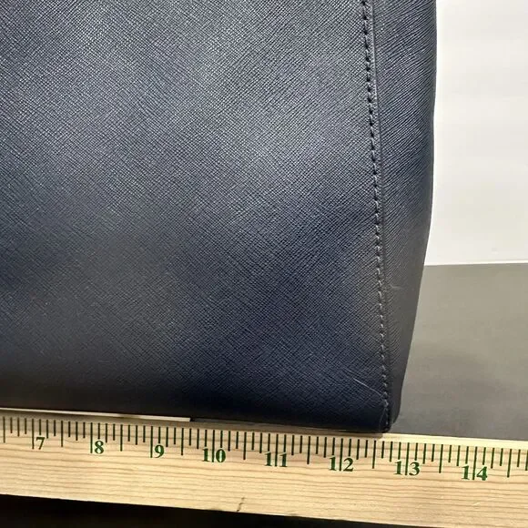 Michael Kors Kellen Medium Satchel Navy Blue Saffiano Leather Gold Hardware - Picture 5 of 15